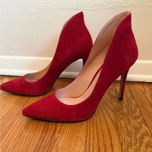 Elegant Red Suede Women's Pumps